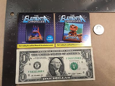 Lot of 2 The Elementia Chronicles Minecraft Buttons NYCC Exclusive 2015