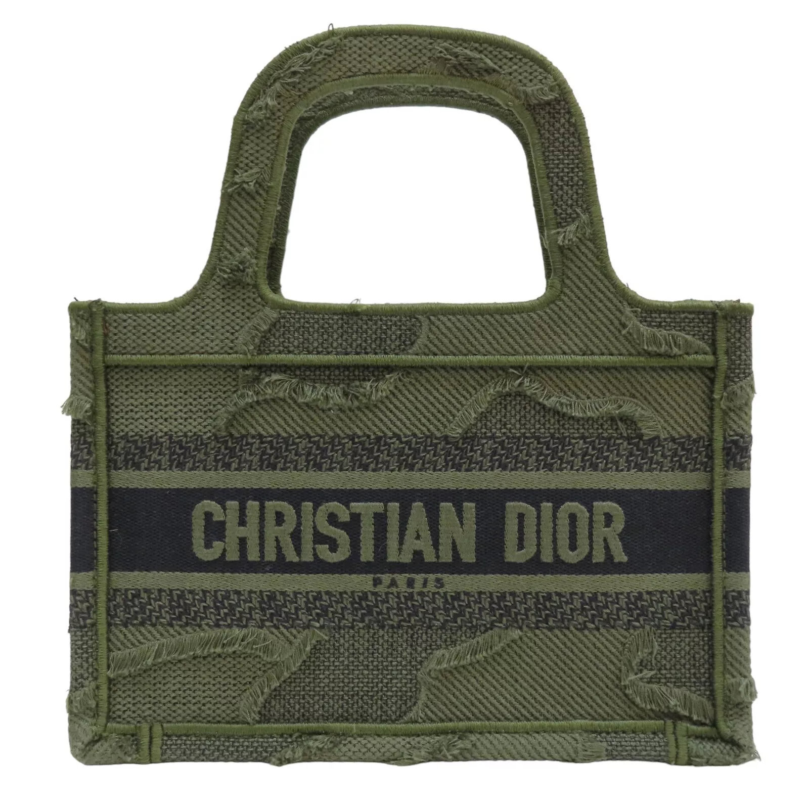 Sac fourre tout Dior livre camouflage broderie toile verte