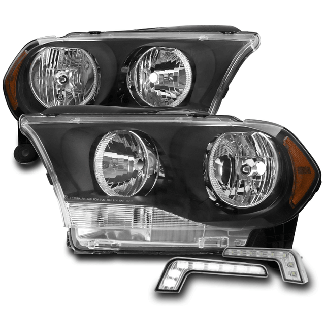 FOR 2011 2012 2013 DODGE DURANGO BLACK REPLACEMENT HEADLIGHT W/LED DRL