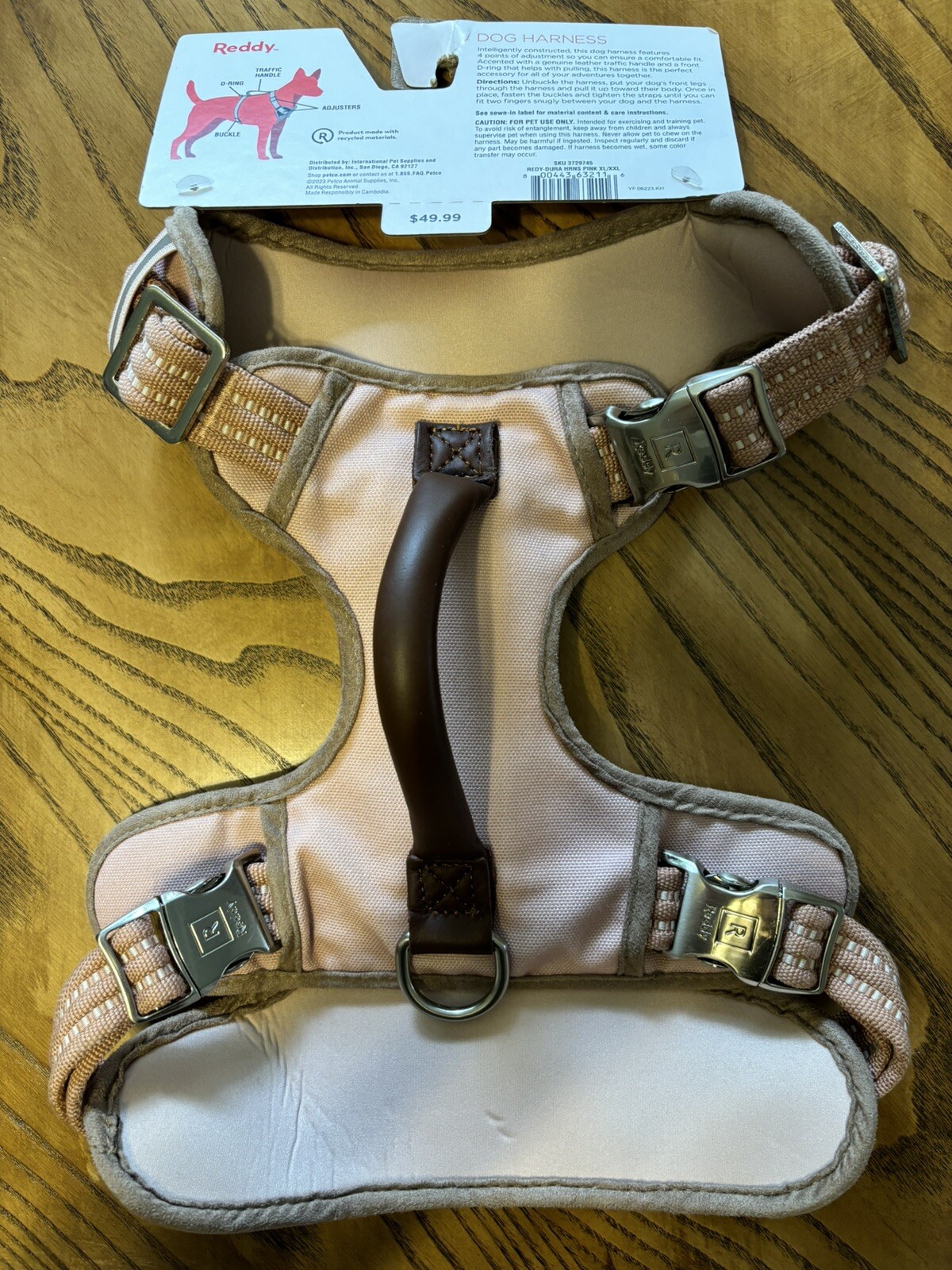 Reddy Big Dog Harness with Handle Size XL XXL Light Pink New With Tags