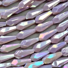 Opaque Plum AB Faceted Teardrop 14x6mm Chinese Crystal Glass Q24 Beads per Pkg