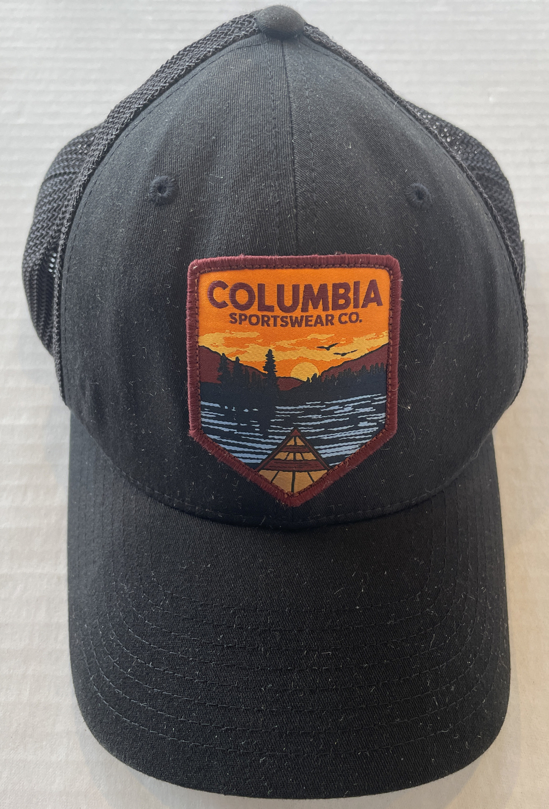 Columbia Black Mesh Flex Fit Outdoor Cap with Lake Patch