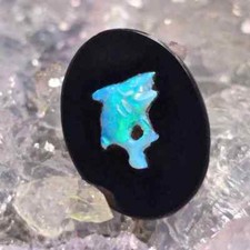 "The Shark" Coober Pedy Crystal Opal 0.45ct Carving with Obsidian backing