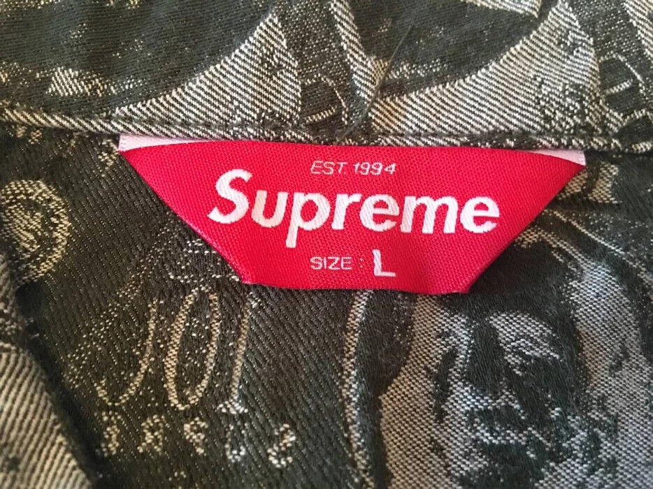 Supreme New York 100 Dollar Bill Green Trucker Jacket Size Large 17FW