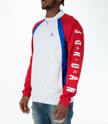 red white and blue jordan shirt