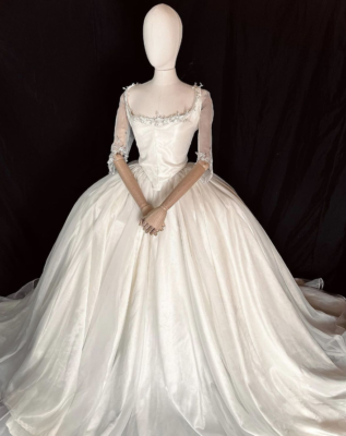Vintage Satin Wedding Dresses Elegant 1950s Long Sleeves 60s Bridal Ball  Gowns | eBay