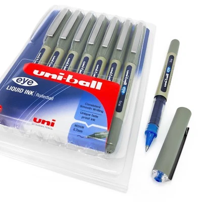 UNI EYE Uni-Ball - UB-157 Tintenroller Stifte - 0.7mm Spitze - Blaue Tinte - Etui Von 8