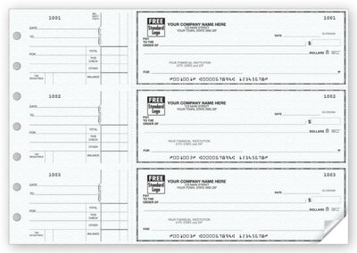 53220N Side Tear Voucher 3 On A Page Business Size Checks 12 15/16 x 9'' QTY 250