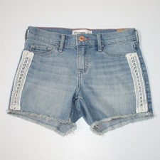 Abercrombie Kids Girl's Light Blue Denim Jean Raw Hem Shorts in size 11-12 NWT