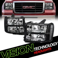 Blk Clear Headlights Headlamps Parking Turn Signal Lamp Nb For 07-14 GMC Sierra