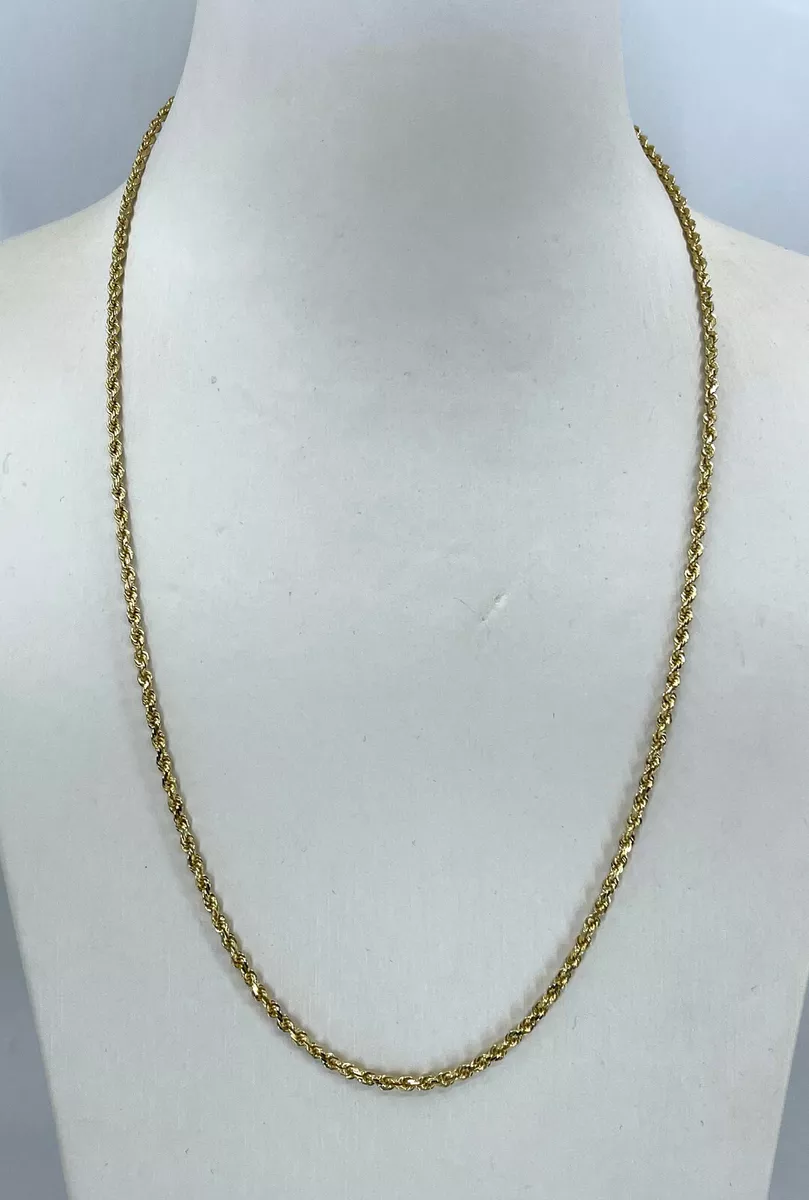 14K Solid Yellow Gold Rope Chain Necklace 10 Grams 20