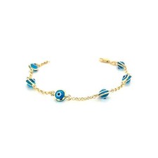 Youth Evileye Bracelet in 14K Yellow Gold