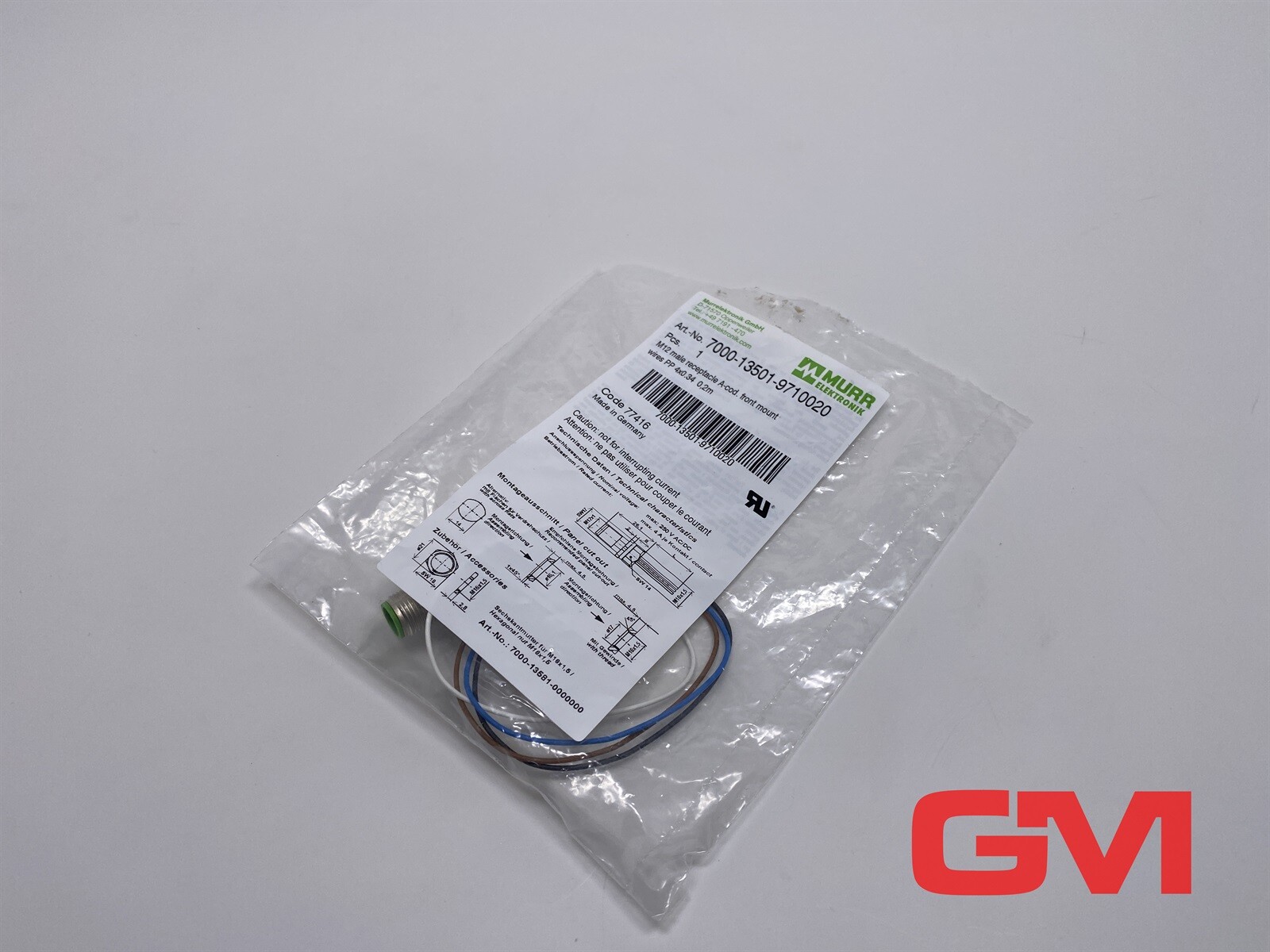 Murr Electronics Flange Connector M12 St. Flange A-Coded VWM 7000-13501-9710020