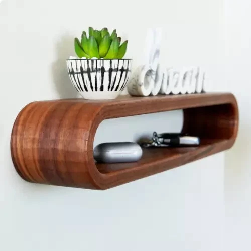 12"inche Bent Wood Shelves Solid Walnut Wood Shelf Curved Floating Shelves Decor
