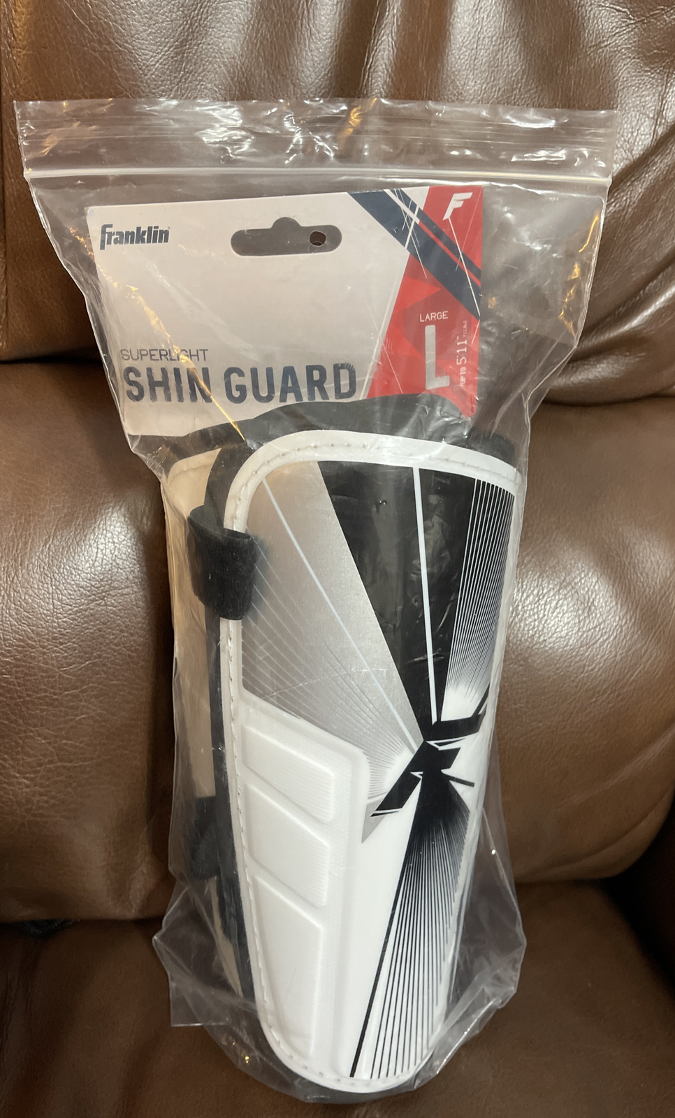 Franklin Sports Superlight Lightweight Shin Guards, Adult Large, Black & White