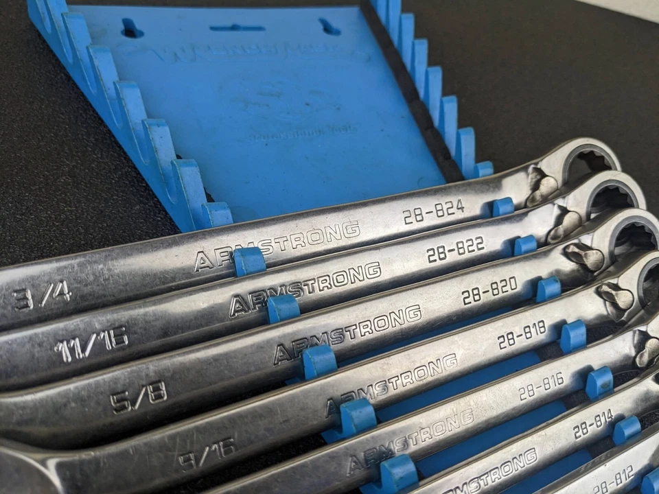 #ay492 Armstrong Tools EE. UU. 8 piezas Juego de llaves de trinquete SAE 5/16" - 3/4" Foto 3 de 4