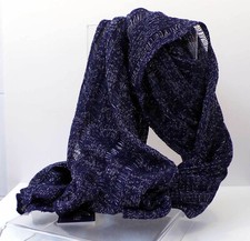 SCIARPA STOLA DONNA MODA A MAGLIA BLU NOTTE CON FILO LUREX ARGENTO 55x180 CM 007