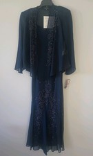 R M Richards Women's 2-Piece Set Formal Evening Dress Gown, Size 6 Navy Blue NWT