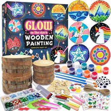 Glow in the Dark Kids Wooden Painting Kit Art Supplies Crafts for Boys