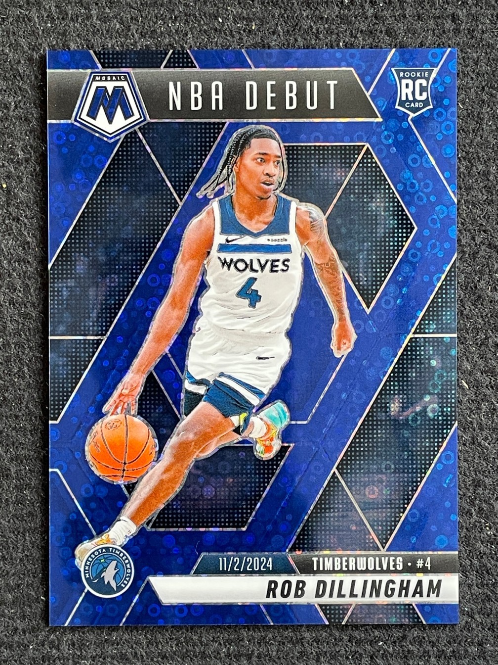 Rob Dillingham 2024-25 Panini Mosaic NBA Debut Fast Break Blue Disco 60/85 RC