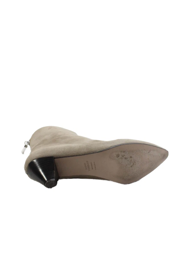 Stuart Weitzman Womens Suede Cone Heels Side Zipped Ankle Booties Size 9 - Image 4 of 4