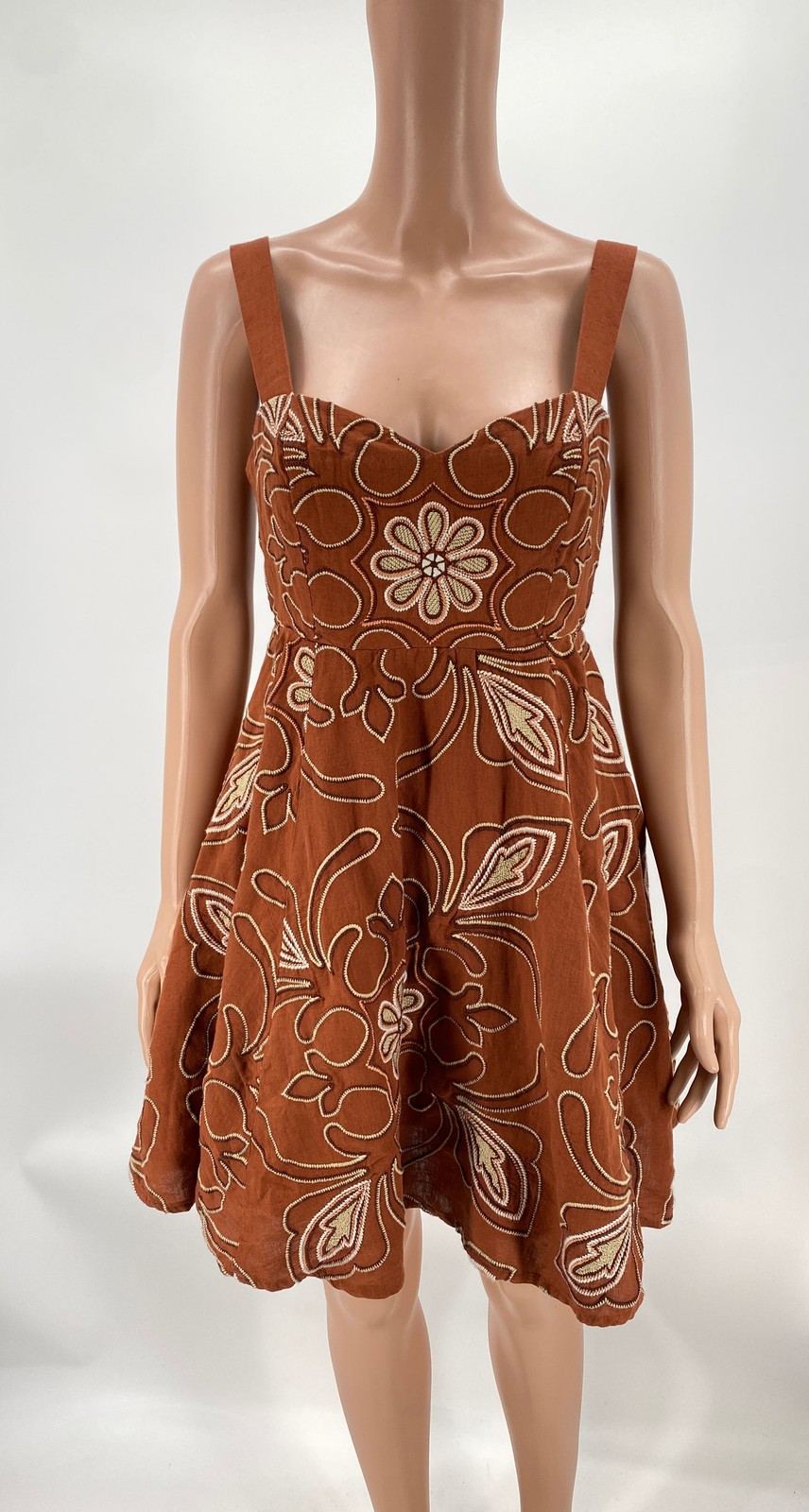 Sezane Womens Salie Summer Sleeveless Mini Dress Size 4 Flower Terracotta