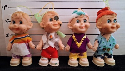 Vintage 1960s AD Sutton & Sons Les Petites Mascottes 4 Mini Elf Ornaments*