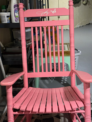 Cracker Barrel Polly Pink Painted Wood Rocking Chair Antique Limited Edition