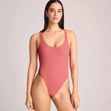 Vitamin A Women's Terracotta Textured Scoop Neck 1 Piece Swimsuit-Terracotta XS