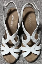 Aerosoles comfortable white leather wedge sandals WOMEN size 6.5 PERFECT NO BOX