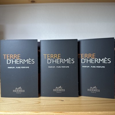 3 x Hermes Terre D'Hermes Pure Parfum 2ml/0.06 Fl oz Spray Vial Sample