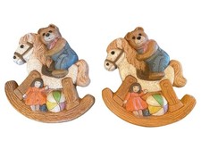2 Vintage Frankies Designs Nursery Decor Wall Hanging 1986 Rocking Horse Teddy