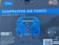 GüDe Airpower Dual Drive 12/230V Tragbar Kompressor 150W 8Bar Blau Neu