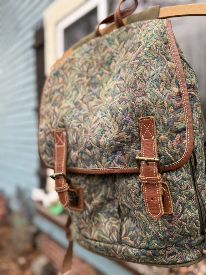 RARO L.L. Mochila tapiz Bean para mujer de cuero y algodón Foto 2 de 4