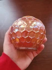 Nice Peach Opalescent Dugan Carnival Glass Honeycomb Pattern Rosebowl