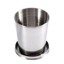 Fdit Travel Folding Cup S/M/L Stainless Steel Cup Camp Keychain Design Retrac...