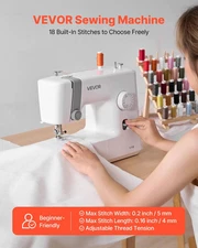 Sewing Machine, 18 Stitch Applications, with LED Light and Foot Pedal, Simple Di