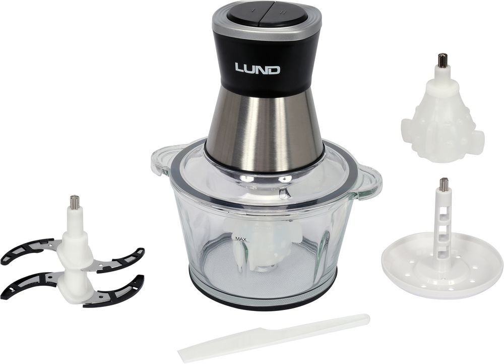 Tritatutto 3In1 Set Mixer Frusta Mini Robot Da Cucina 2L Ciotola Di Vetro foto 3