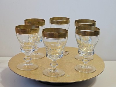 6 Theresienthal Kristallgläser Concord Mintonborte 24K Goldrand Vintage Weinglas