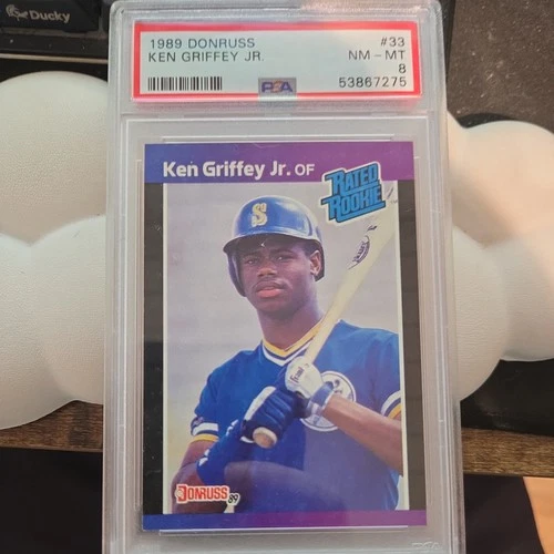 1989 Donruss #33 Ken Griffey Jr PSA 8 Rated Rookie RC Fresh Label