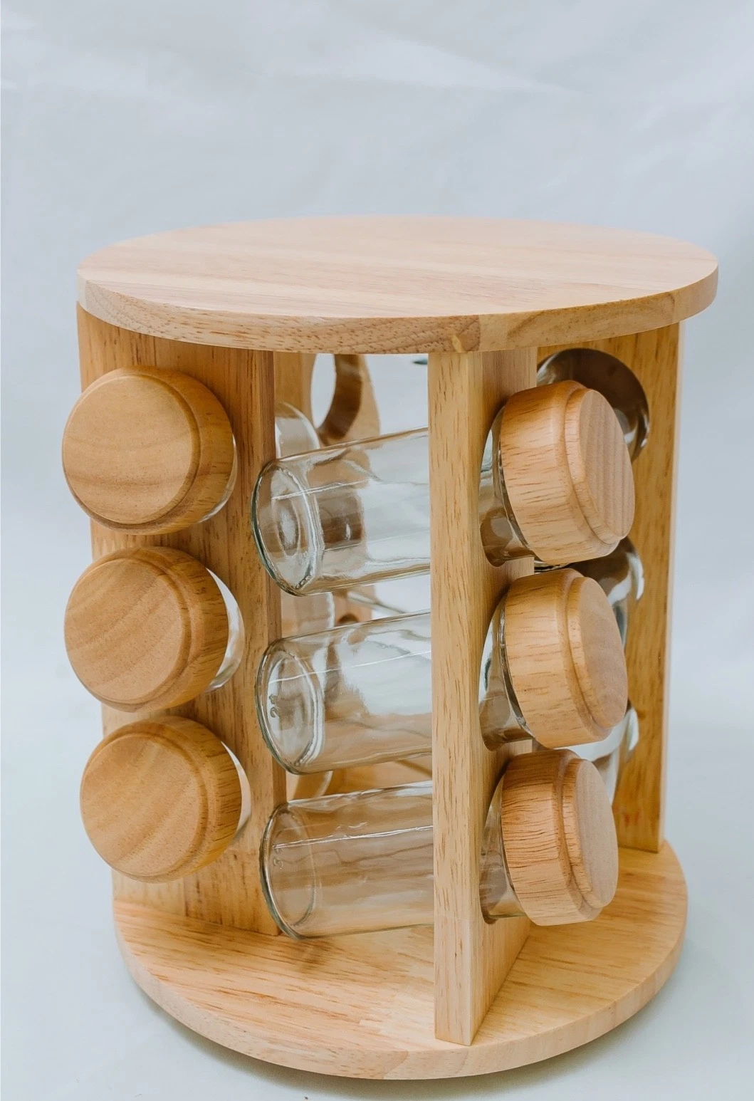 Rotating Wooden Spice Rack with 12 Glass Jars – Bamboo Kitchen Organizer
Opens in a new window or ta