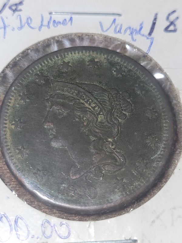 Rare variety 1839 Large Cent Petite Head Nice condition!