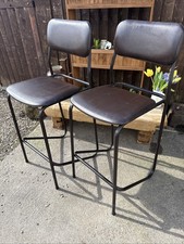 Vintage Stacking Stools Pair Of Breakfast Bar Stools Brown Tubular Vinyl Covered