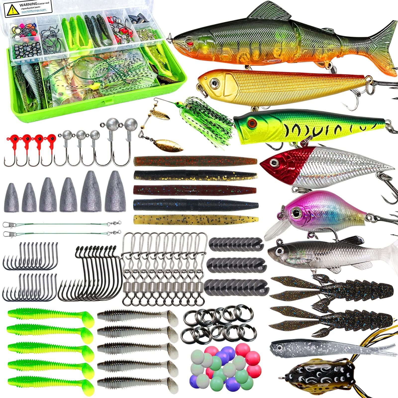 Fishing Lures Kit with Crankbaits, Topwater Lures, Spinnerbaits, Jigs & Tackle B - Image 2