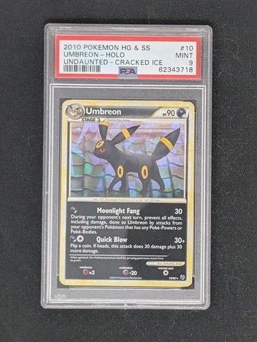 2010 Undaunted Umbreon 10/90 Cracked Ice PSA 9