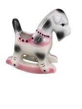 Vintage Schnauzer Terrier Rocking Dog Art Pottery Planter Pink Excellent