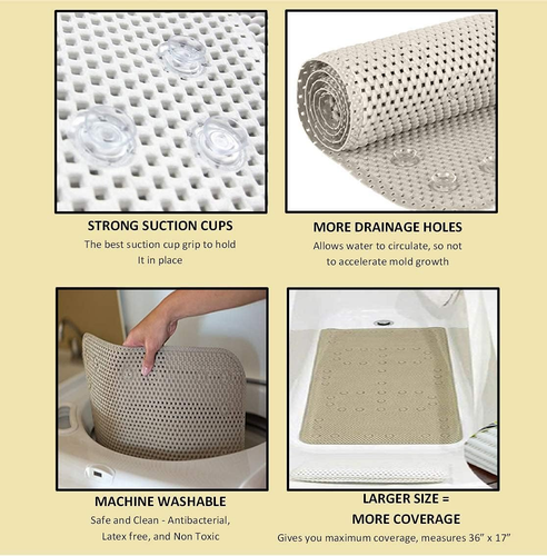 Bathtub Mat Non Slip, Bath Mat for Tub Non Slip, Tub Mat Extra Large 36 X 17 In, - Picture 5 of 12