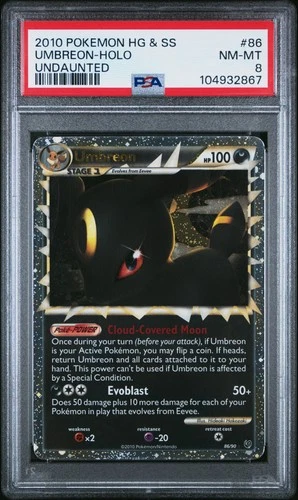 2010 POKEMON HEARTGOLD & SOULSILVER UNDAUNTED #86 UMBREON-HOLO PSA 8
