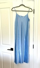 Vince NWOT Light Blue Satin Midi Slip Dress Size L Spaghetti Adjustable Straps