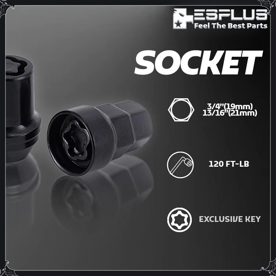 [4] Tuerca de bloqueo de rueda negra 14x1,5 para rueda de stock Ford Chevy Cadillac Tesla Foto 4 de 4